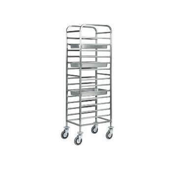 STAINLESS STEEL TRAY TROLLEY - 14 GN 1/1 TRAYS