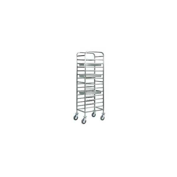 STAINLESS STEEL TRAY TROLLEY - 14 GN 1/1 TRAYS