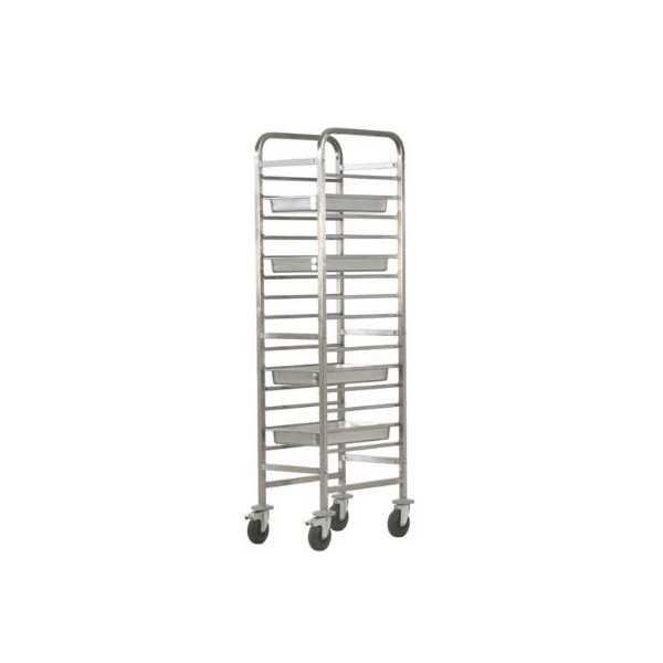 REINFORCED STAINLESS STEEL TRAY TROLLEY - 14 GN 1/1 TRAYS