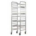 REINFORCED STAINLESS STEEL TRAY TROLLEY - 14 GN 2/1 TRAYS