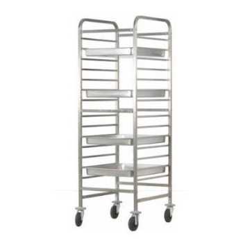 REINFORCED STAINLESS STEEL TRAY TROLLEY - 14 GN 2/1 TRAYS