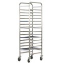 REINFORCED STAINLESS STEEL PASTRY TRAY TROLLEY - 14 TRAYS 60x40 CM