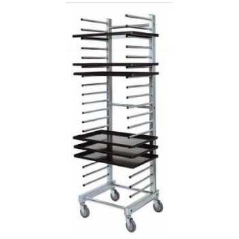 STAINLESS STEEL PASTRY TRAY RACK TROLLEY - 20 TRAYS