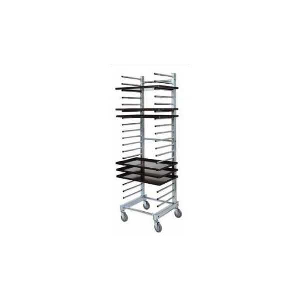 STAINLESS STEEL PASTRY TRAY RACK TROLLEY - 20 TRAYS