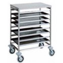 STAINLESS STEEL PASTRY TRAY TROLLEY - 8 TRAYS 60 x 40 cm