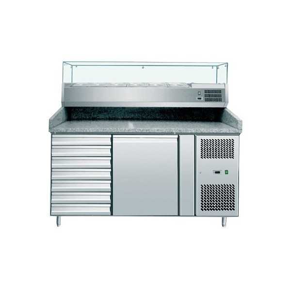 VENTILATED REFRIGERATED PIZZA COUNTER 1 DOOR + 7 DRAWERS