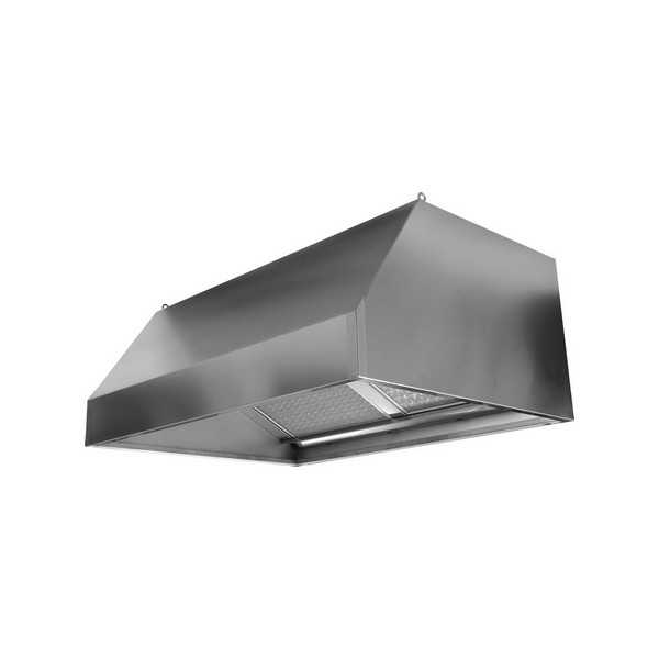 SQUARE WALL-MOUNTED STAINLESS STEEL HOOD COMPLETE WITH LABYRINTH FILTERS AND MOTOR - P.70 cm