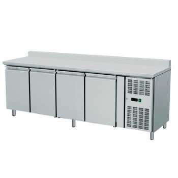 VENTILATED REFRIGERATED COUNTER IN STEEL GN 1/1 - 4 DOORS WITH BACKPACK