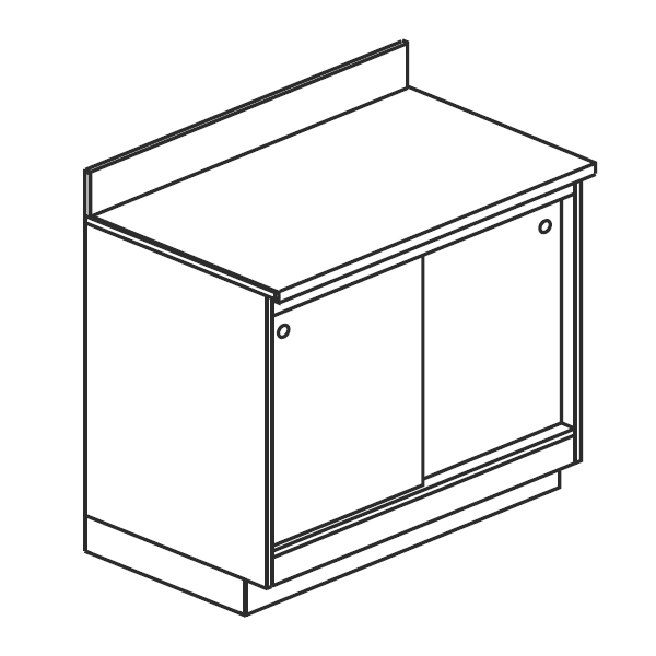 NEUTRAL BACK COUNTER WITH SLIDING DOORS - L100 cm