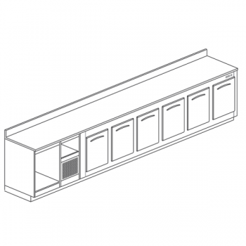 REFRIGERATED STAINLESS STEEL BAR COUNTER WITH 6 SPACES - L.400 cm