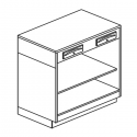 CHECKOUT COUNTER COMPLETE WITH SERVICE DRAWER AND DRAWER WITH KEY ON OPEN COMPARTMENT WITH INTERMEDIATE SHELF - L.100 x H.111 cm