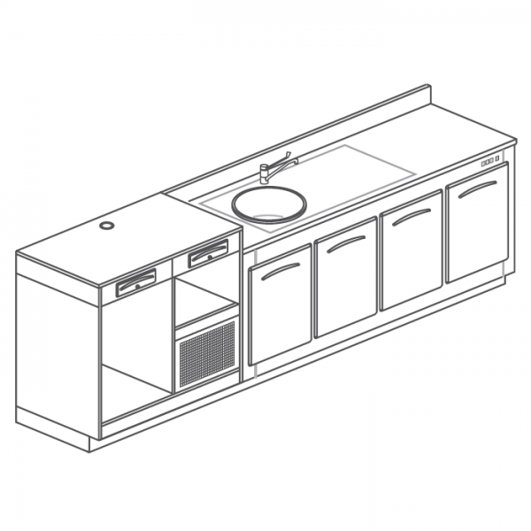 COFFEE MACHINE TOP AND SINK - L.300 cm