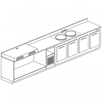 COFFEE MACHINE TOP AND SINK - L.400 cm