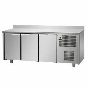 REFRIGERATED STAINLESS STEEL TABLE WITH 3 DOORS AND BACKPACK - P.60 cm