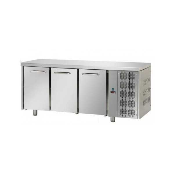 REFRIGERATED STAINLESS STEEL TABLE WITH 3 DOORS FOR TRAYS 60x40 cm - D.80 cm