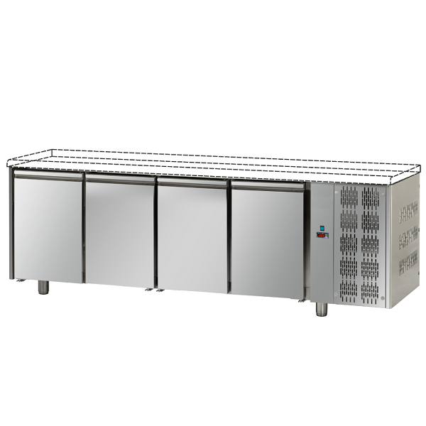 STAINLESS STEEL REFRIGERATED TABLE WITH 4 DOORS WITHOUT WORKTOP FOR 60x40 cm TRAYS - D.80 cm