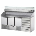 6 DRAWERS WITH GRANITE TOP AND REFRIGERATED DISPLAY CASES