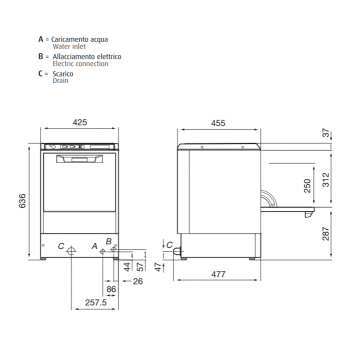 ELECTRONIC GLASSWASHER WITH SQUARE BASKET 35 x 35 cm