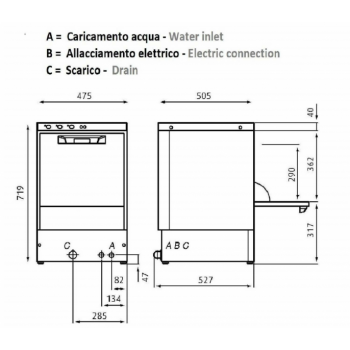 ELECTRONIC GLASSWASHER WITH SQUARE BASKET 40 x 40 cm