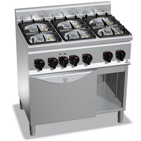 GAS COOKER WITH 6 BURNERS ON ELECTRIC OVEN 1/1 - ECO POWER - SERIES 60