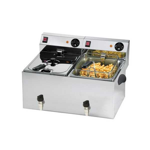 8+8 LITER ELECTRIC FRYER WITH DRAIN TAP