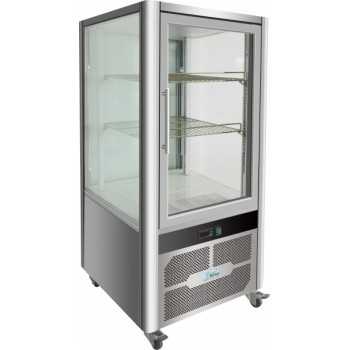 VERTICAL REFRIGERATED STAINLESS STEEL DISPLAY - DOUBLE GLASS ON 4 SIDES - CAPACITY 200 Lt