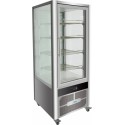 VERTICAL REFRIGERATED STAINLESS STEEL DISPLAY - DOUBLE GLASS ON 4 SIDES - CAPACITY 408 Lt