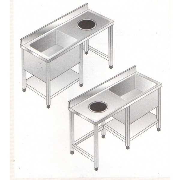 STAINLESS STEEL OPEN SINK WITH LOWER SHELF AND CLEARANCE 1 TANK 70 CM DEPTH