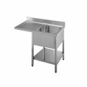 OPEN STAINLESS STEEL SINK WITH LOWER SHELF 1 TANK + 1 CANTILEVERED DRAIN DEPTH 70 CM