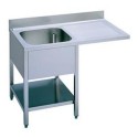 OPEN STAINLESS STEEL SINK WITH LOWER SHELF 1 BASIN + 1 CANTILEVER DRIPPER DEPTH 70 CM