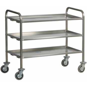 MULTIPURPOSE STAINLESS STEEL TROLLEY WITH 3 SHELVES MAX CAPACITY 200KG