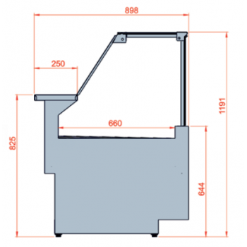 M SERIES HORIZONTAL REFRIGERATED SHOWCASE - DEPTH 90 cm