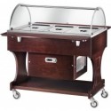 REFRIGERATED WOODEN TROLLEY WITH PLEXIGLASS DOME - CAPACITY: 3 GN 1/1 TANKS - L.111 x D.112 x H.125 cm