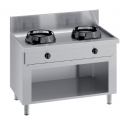 WOK COOKER ON CABINET WITH REAR CHANNEL AND BACKPACK