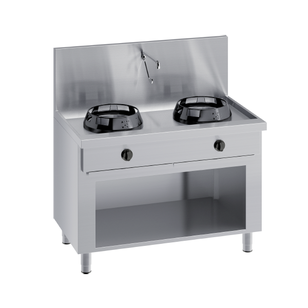 WOK KITCHEN ON CABINET WITH LEVER TAP AND REAR CHANNEL