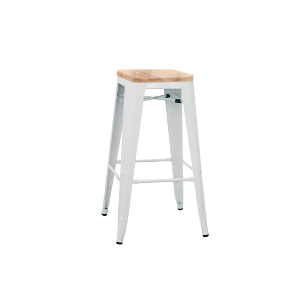 Painted metal stool with wooden seat Model 1082