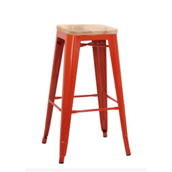 Painted metal stool with wooden seat Model 1082