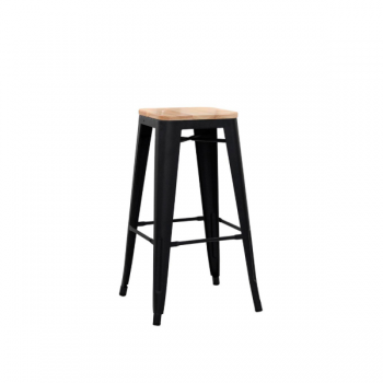 Painted metal stool with wooden seat Model 1082