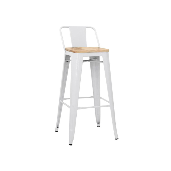 Painted metal stool with wooden seat Model 1083