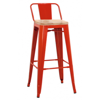 Painted metal stool with wooden seat Model 1083