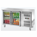 REFRIGERATED COUNTER WITH TWO GLASS DOORS - TEMPERATURE -2 / +8 °C - L.136 x D.70 x H.86 cm