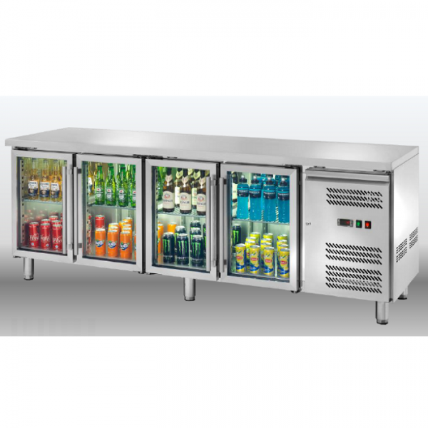 REFRIGERATED COUNTER WITH FOUR GLASS DOORS - TEMPERATURE -2 / +8 °C - L.223 x D.70 x H.86 cm