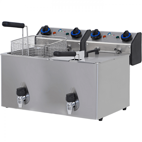 ELECTRIC FRYER 10 + 10 LT WITH DRAIN TAP