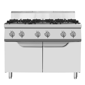 GAS STOVE WITH 6 BURNERS ON...