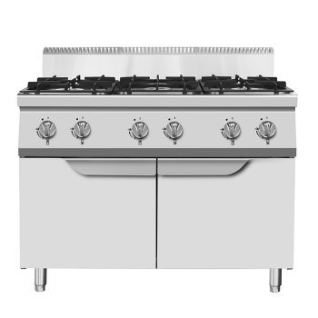 GAS STOVE WITH 6 BURNERS ON...