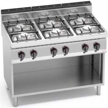 GAS STOVE WITH 6 BURNERS ON...